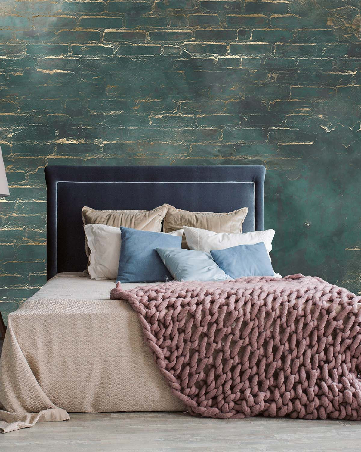 Blue Metallic Brick Wall Wall Mural M9533