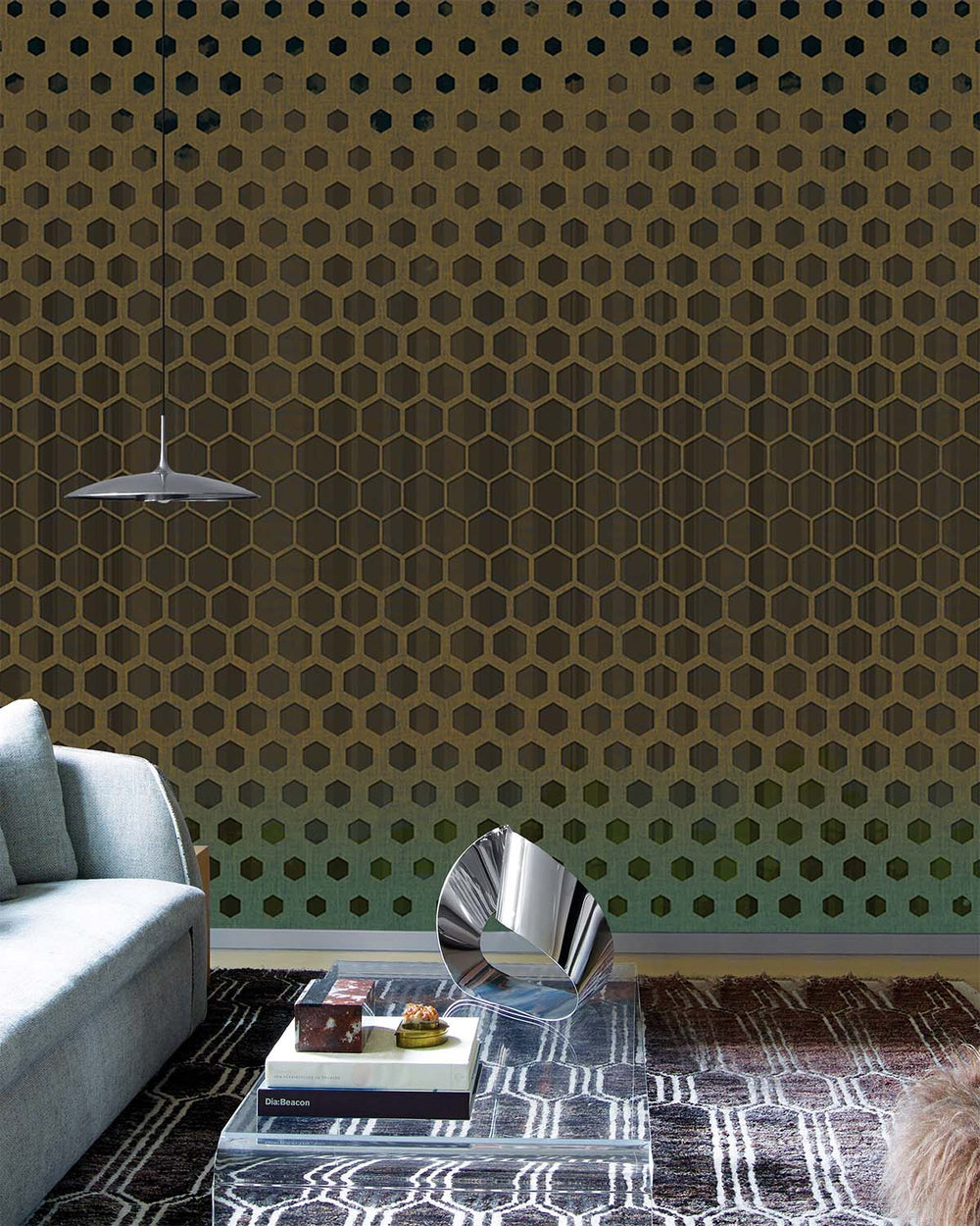 Brown Metamorphosing Hexagons Wall Mural M9540