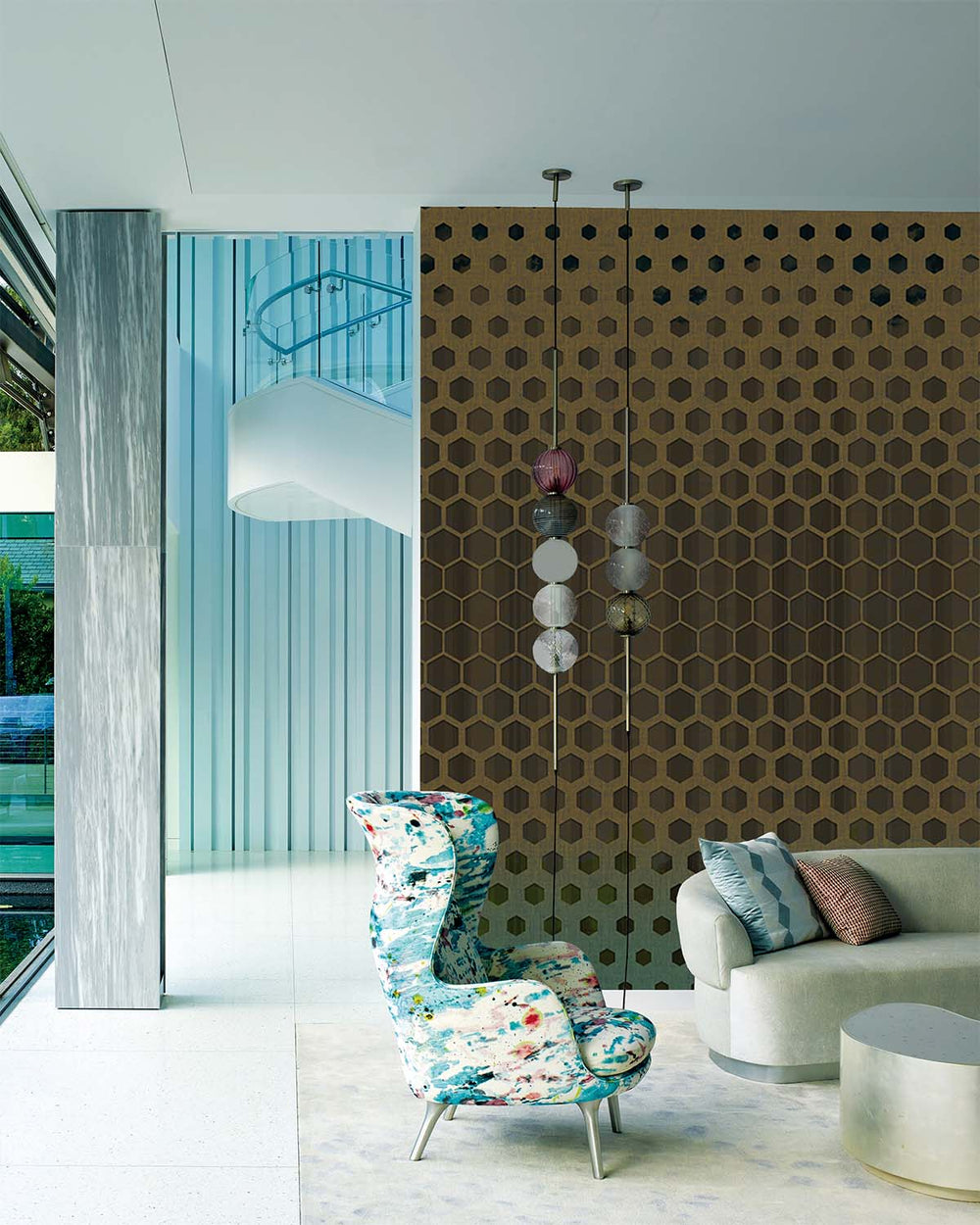Brown Metamorphosing Hexagons Wall Mural M9540