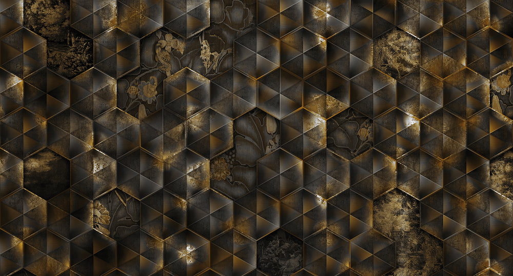 Gold Reflective Tiles Wall Mural M9555