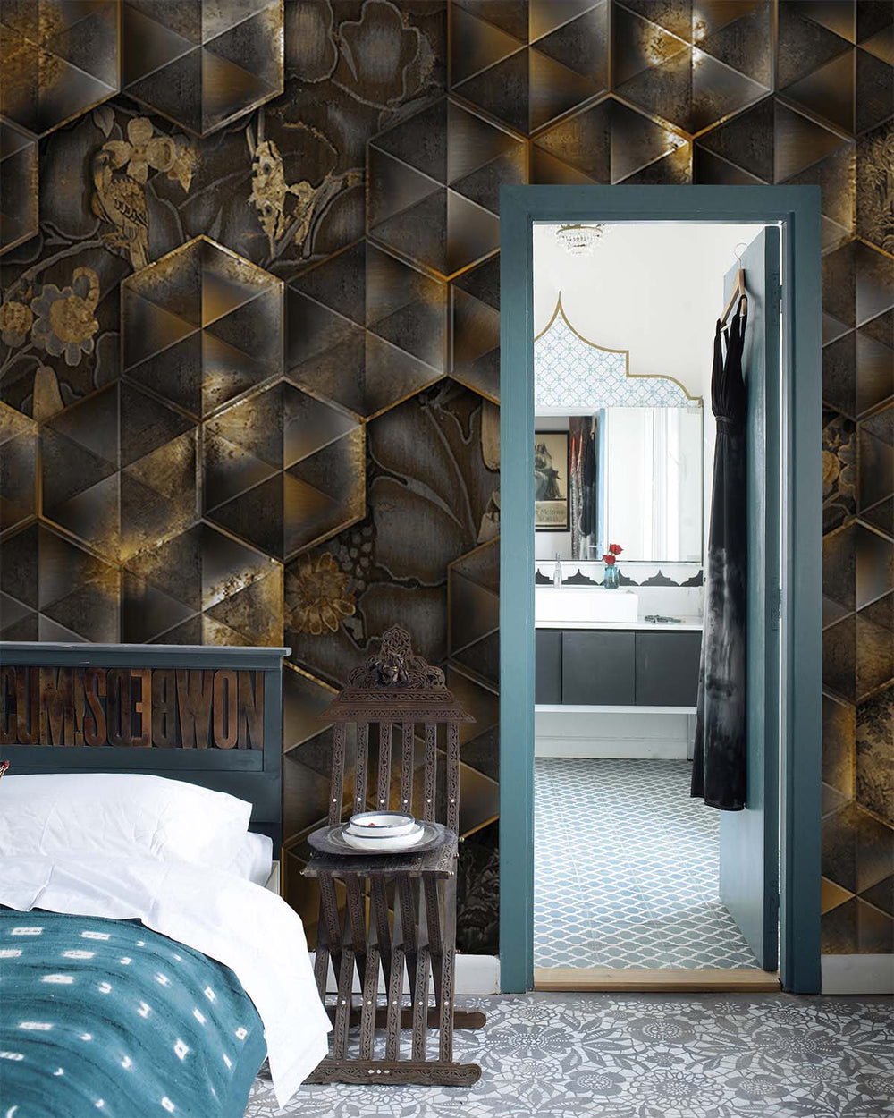 Gold Reflective Tiles Wall Mural M9555