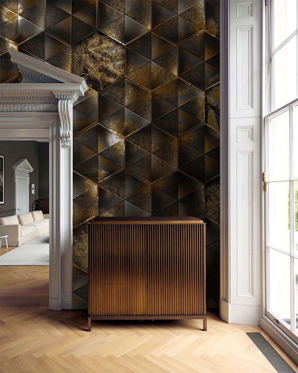 Gold Reflective Tiles Wall Mural M9555