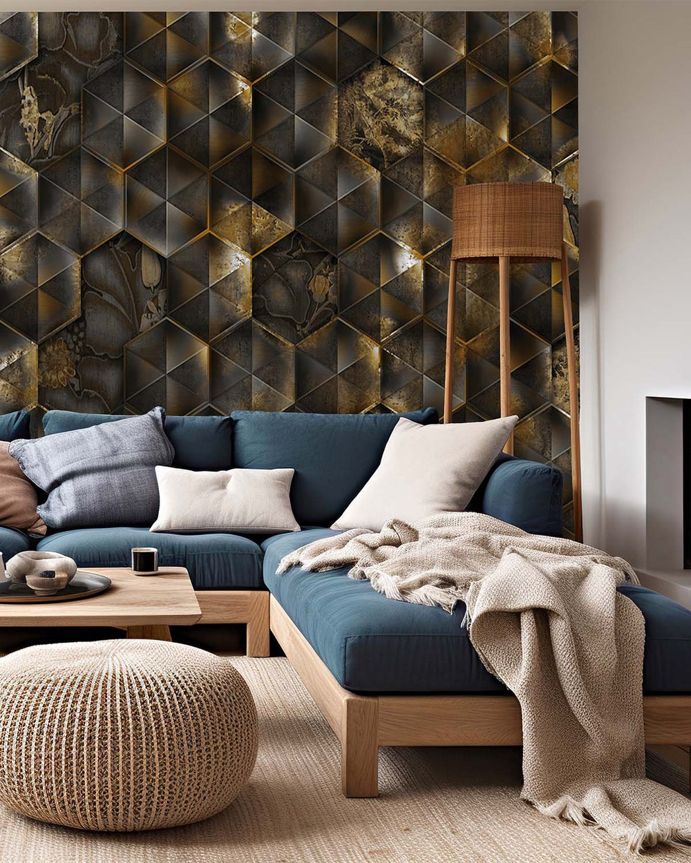 Gold Reflective Tiles Wall Mural M9555