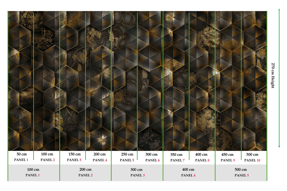 Gold Reflective Tiles Wall Mural M9555