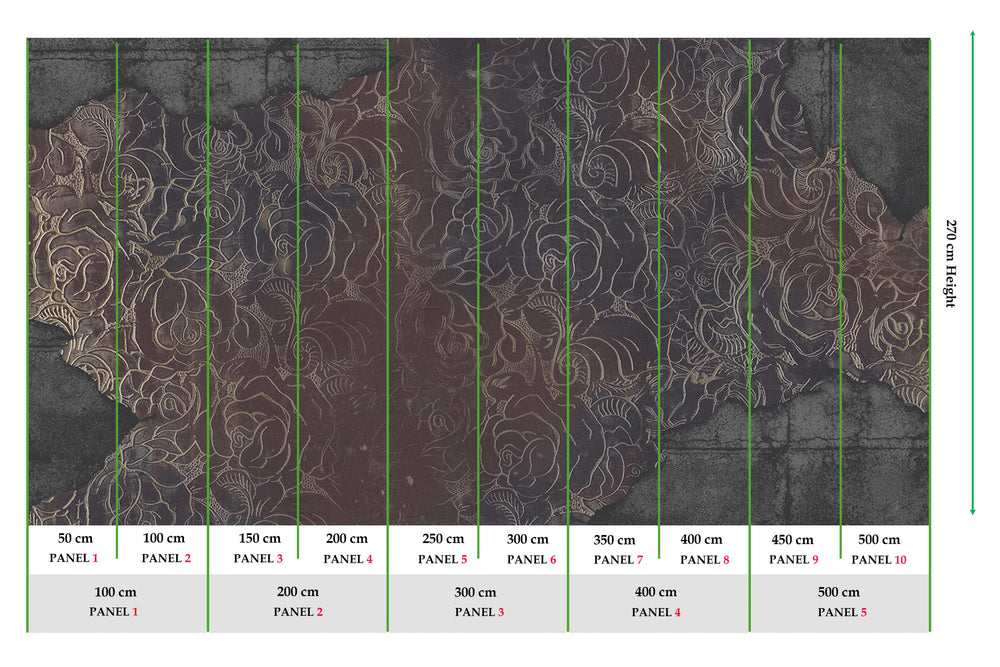 Dark Plum Floral Engraved Concrete Wall Mural M9562