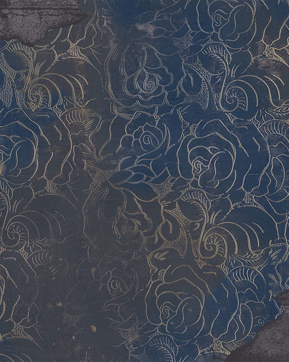 Blue Floral Engraved Concrete M9563