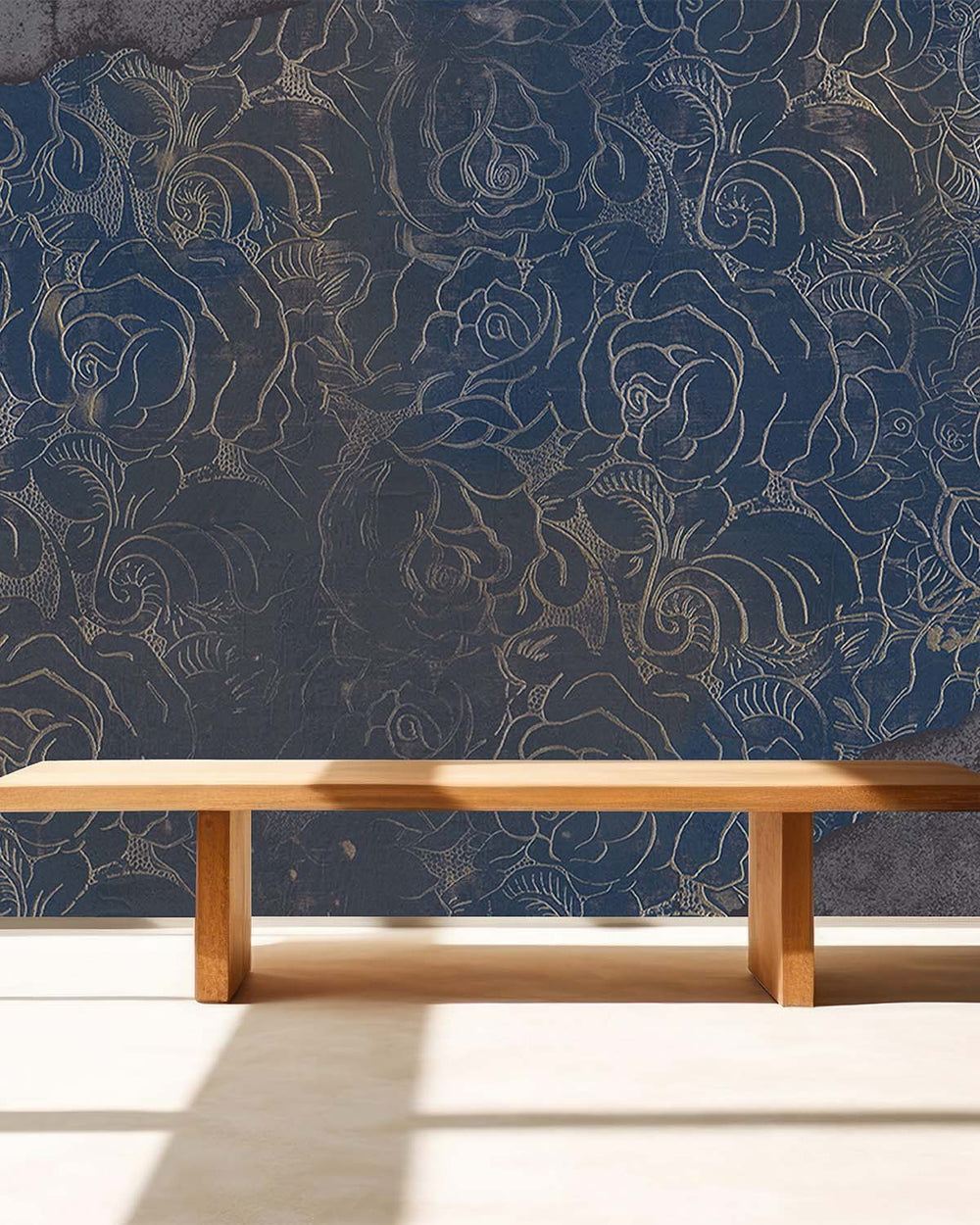 Blue Floral Engraved Concrete M9563