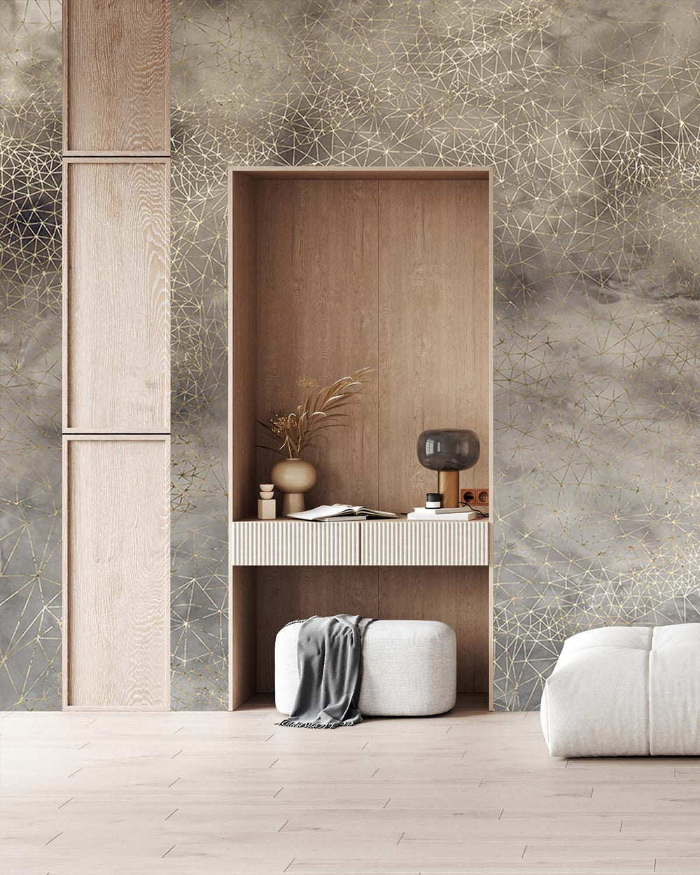 Cloudy Beige Star Mesh M9866