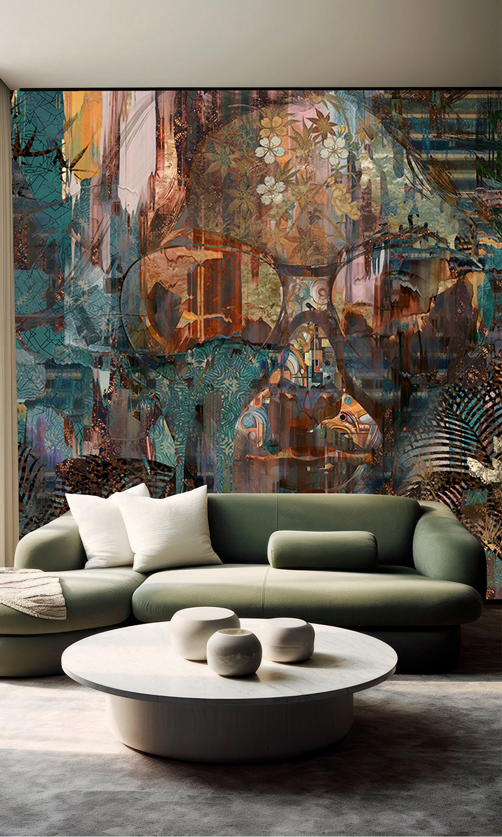 Aquamarine Botanical Forest Queen Mural Wallpaper M2537 - Sample