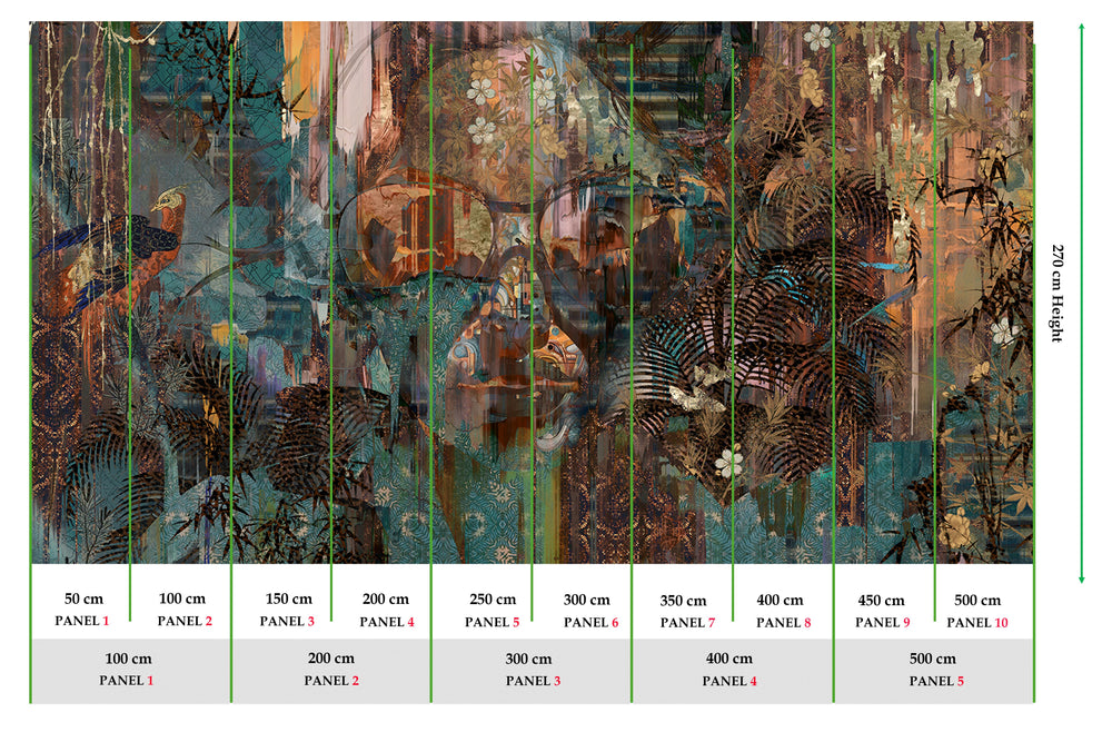 Aquamarine Botanical Forest Queen Mural Wallpaper M2537 - Sample