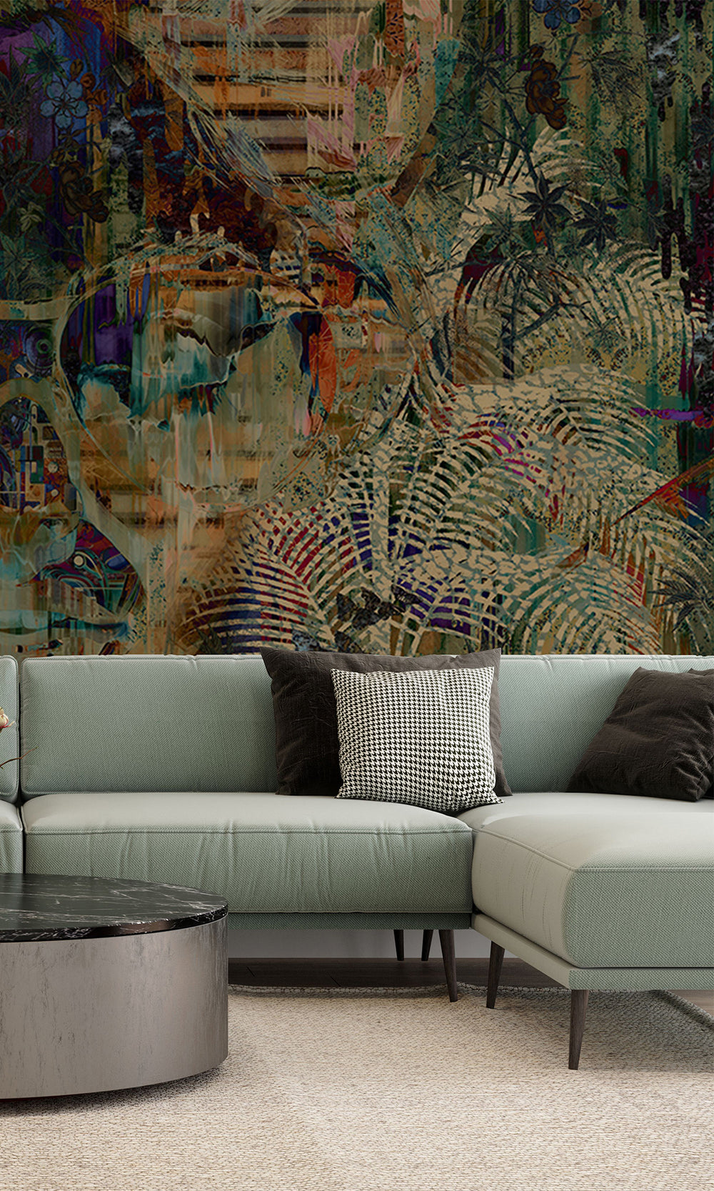 Navy Blue Botanical Forest Queen Wall Mural M2538