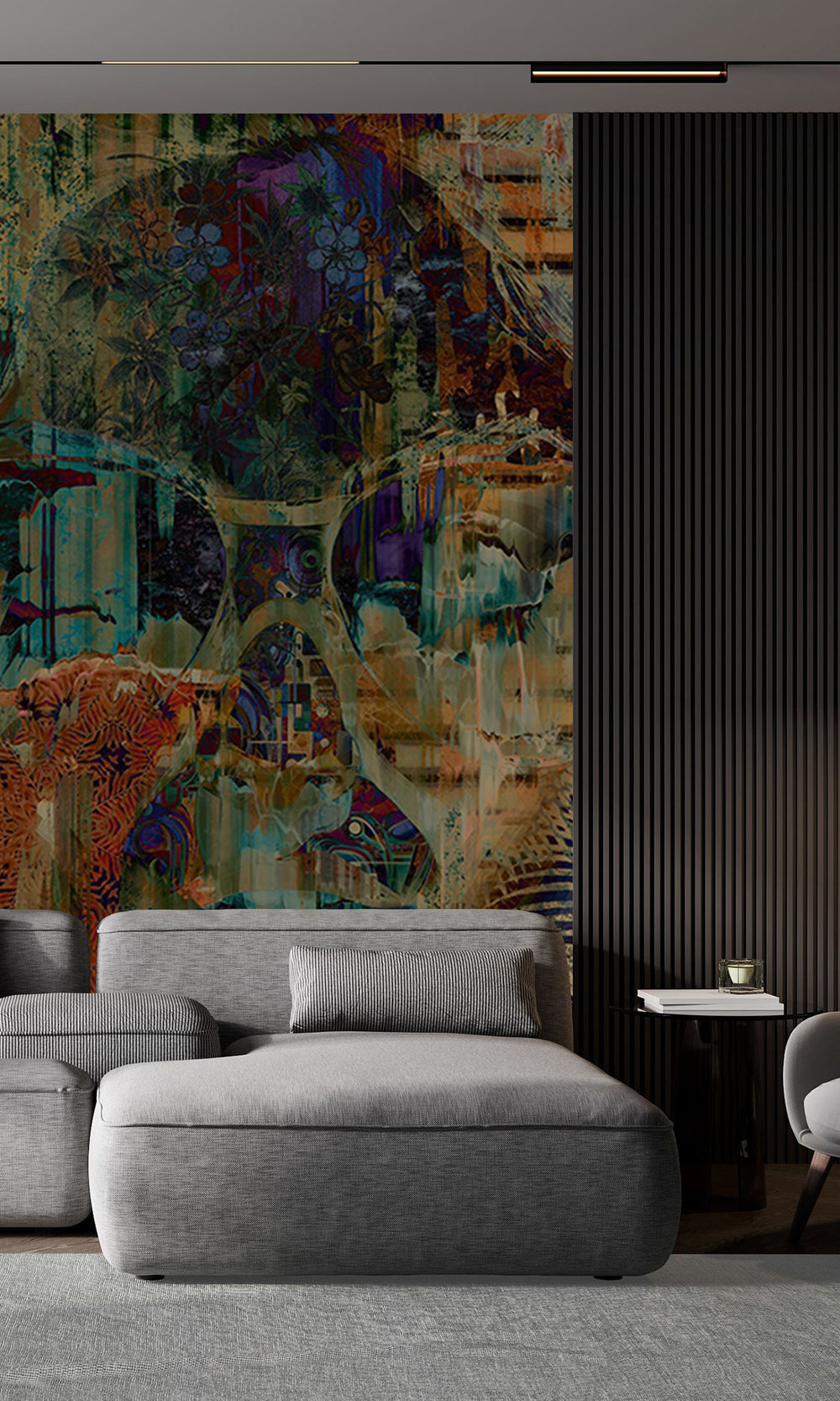 Navy Blue Botanical Forest Queen Wall Mural M2538