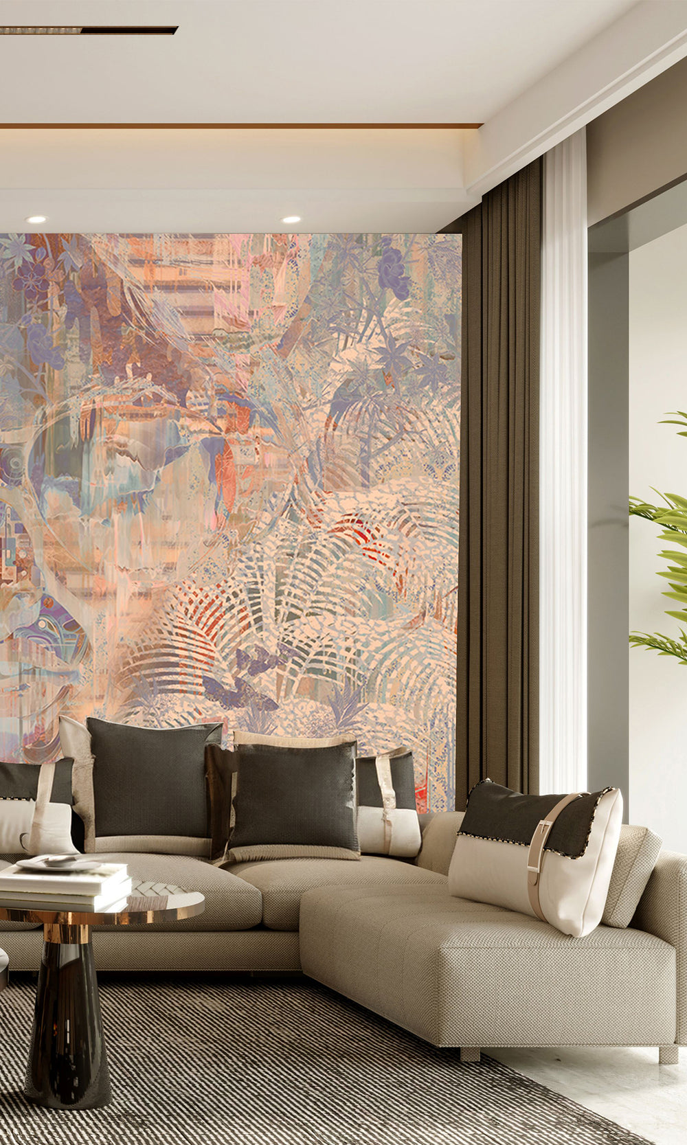 Gold Botanical Forest Queen Mural Wallpaper M2539 - Sample