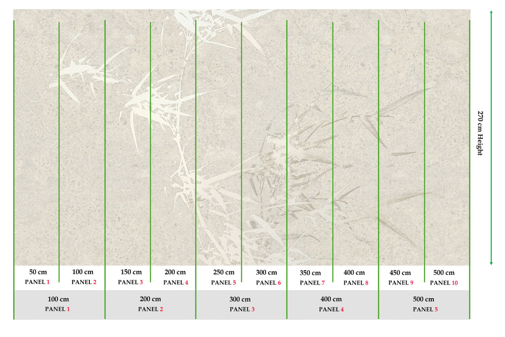 Ecru Abstract Bamboo Tree Mural Wallpaper M2540 - Sample