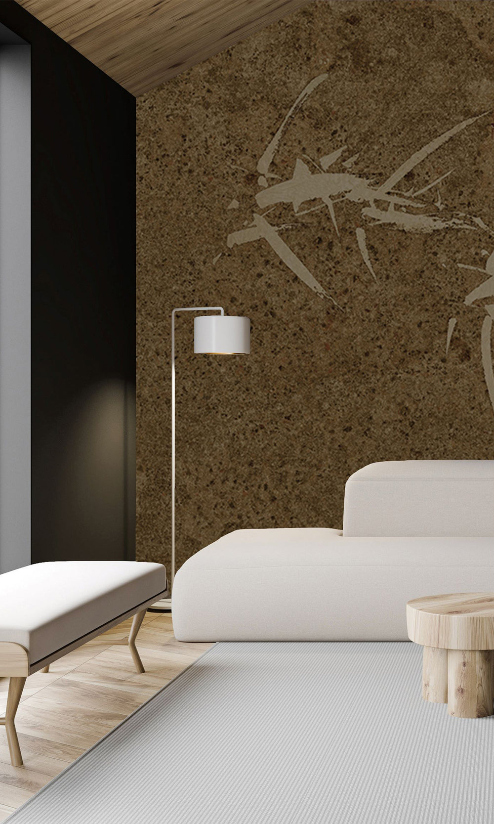 Dark Gold Abstract Bamboo Tree Mural Wallpaper M2541
