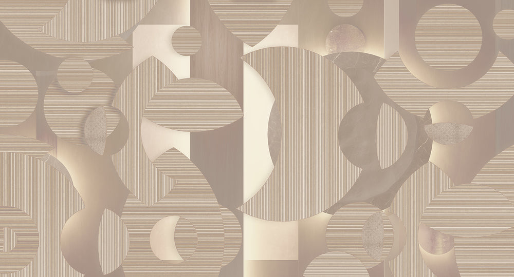 Beige Bronze Striped Mosaic Wall Mural M2543
