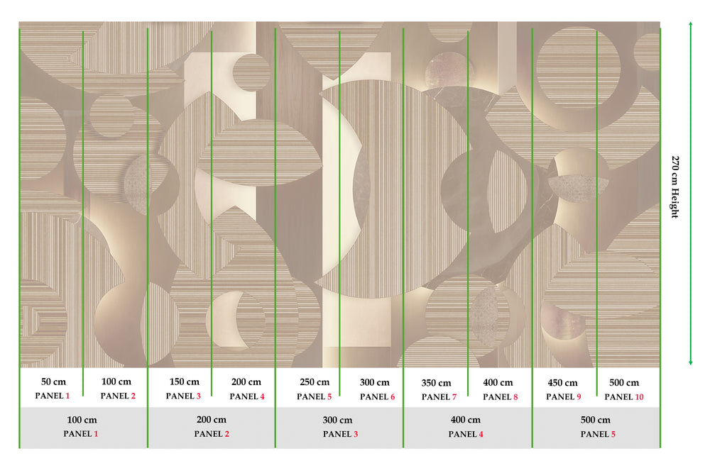 Beige Bronze Striped Mosaic Wall Mural M2543