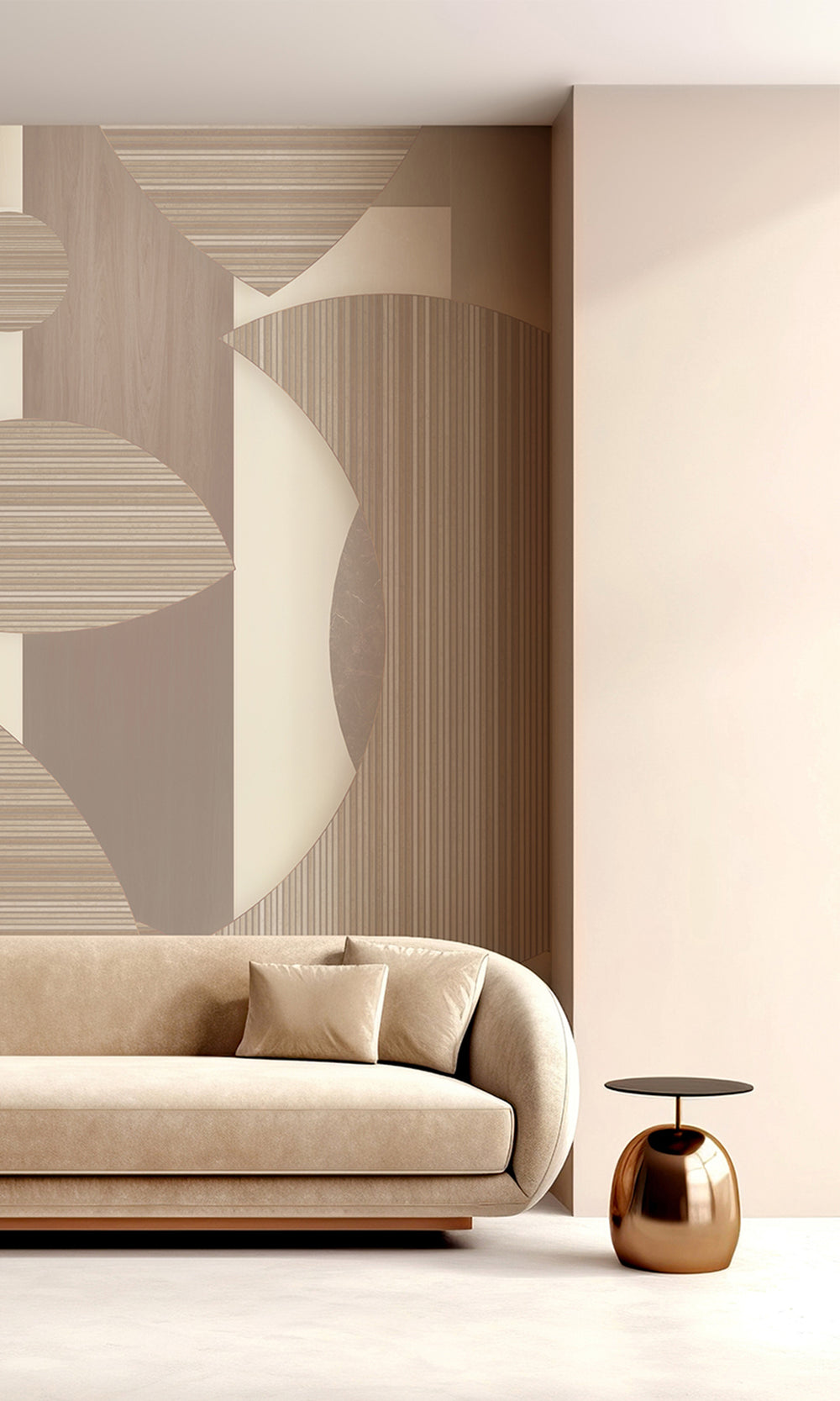 Beige Bronze Striped Mosaic Wall Mural M2543