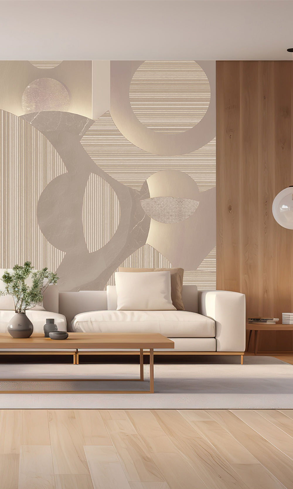 Beige Bronze Striped Mosaic Wall Mural M2543