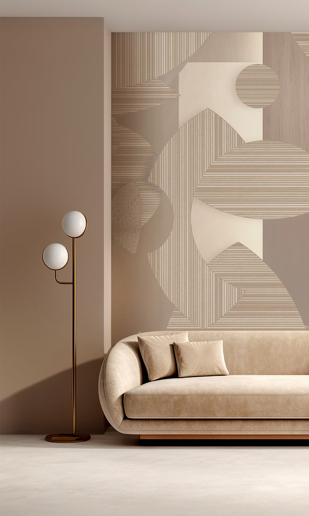 Beige Bronze Striped Mosaic Wall Mural M2543