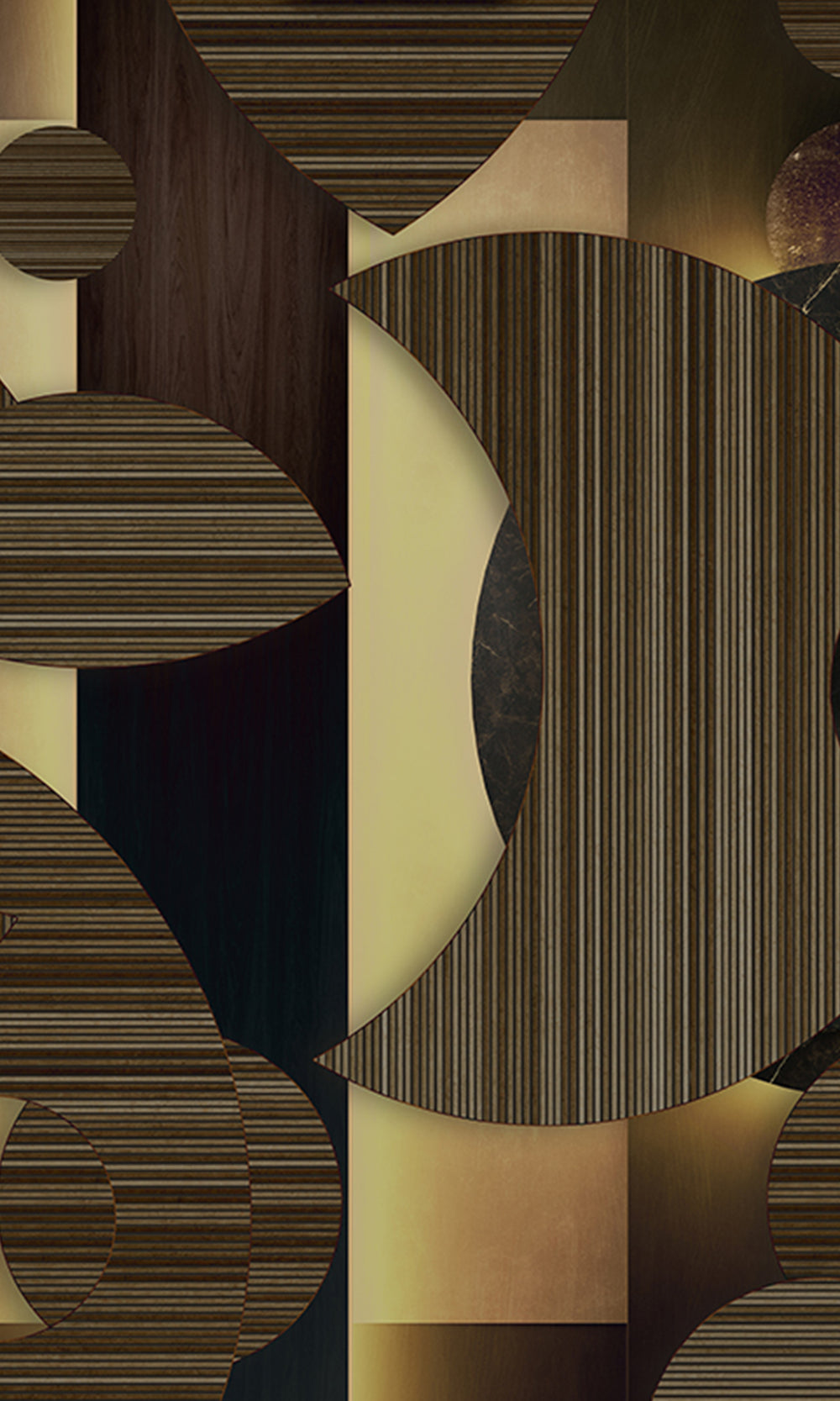 Black Gold Striped Mosaic Wall Mural M2544