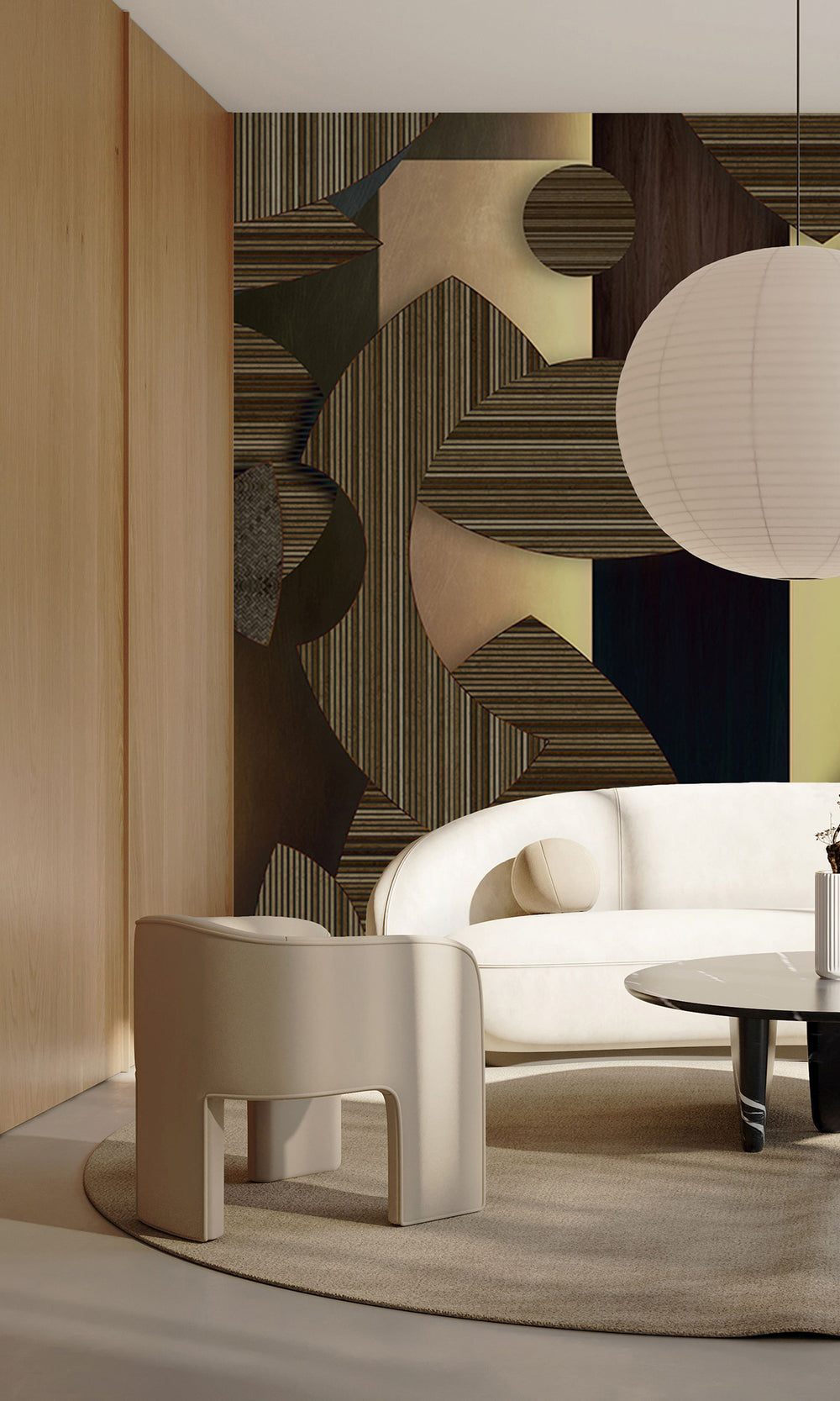 Black Gold Striped Mosaic Wall Mural M2544