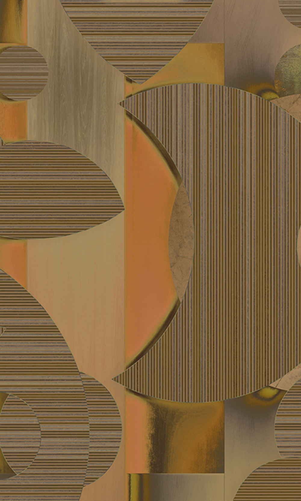 Ochre Brown Striped Mosaic Mural Wallpaper M2545 - Sample
