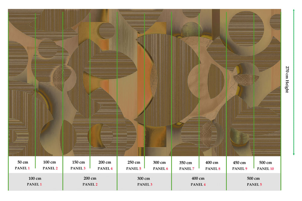 Ochre Brown Striped Mosaic Mural Wallpaper M2545 - Sample