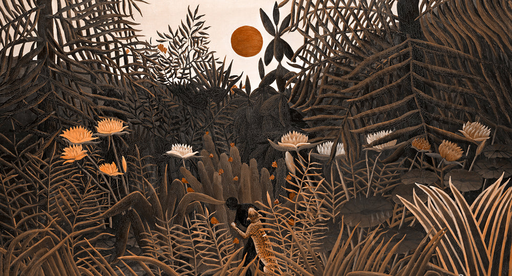 Charcoal Brown Blossoming Desert Sunset Wall Mural M2546