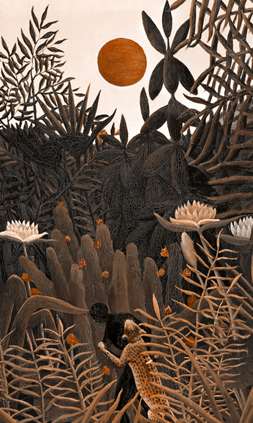Charcoal Brown Blossoming Desert Sunset Wall Mural M2546