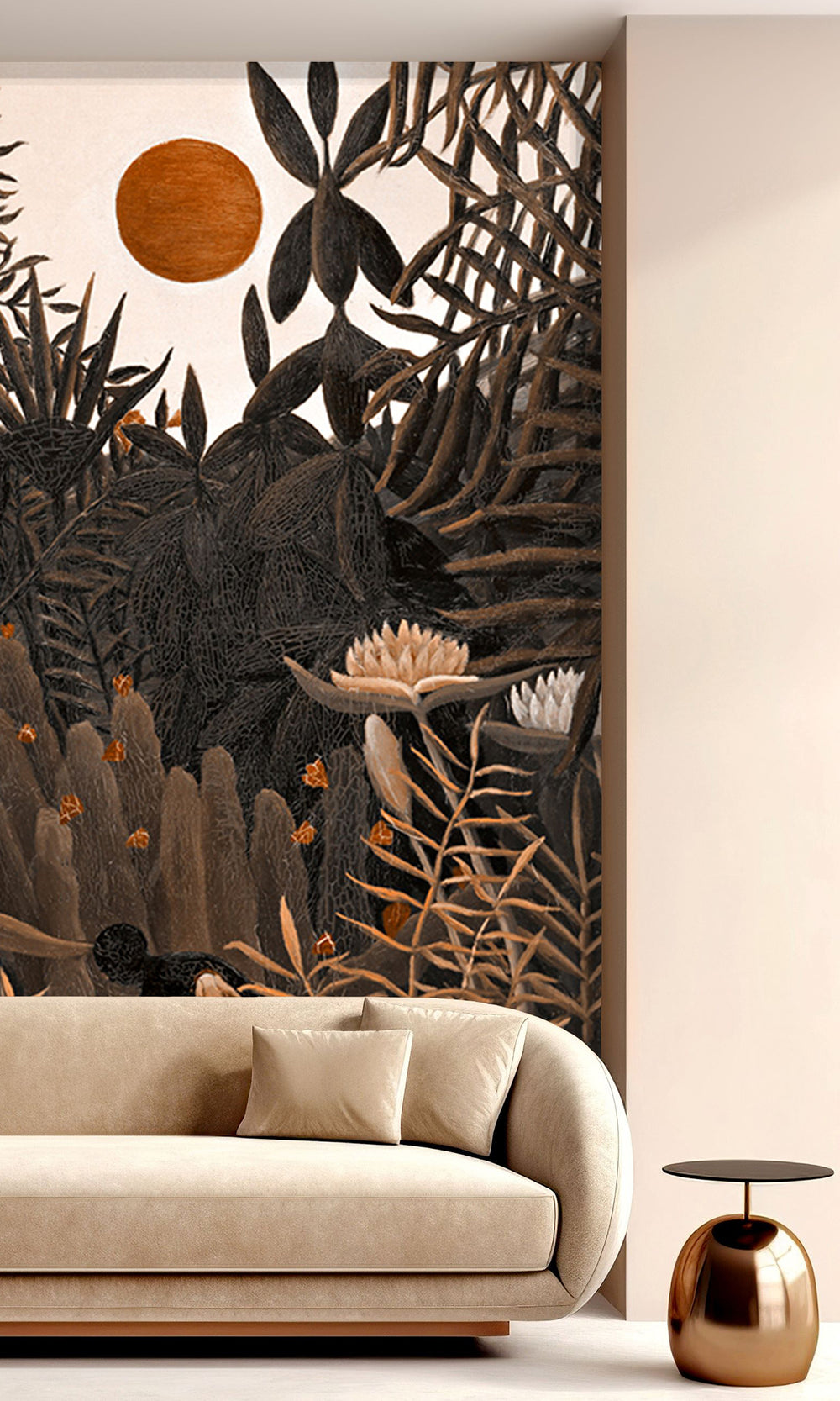 Charcoal Brown Blossoming Desert Sunset Wall Mural M2546