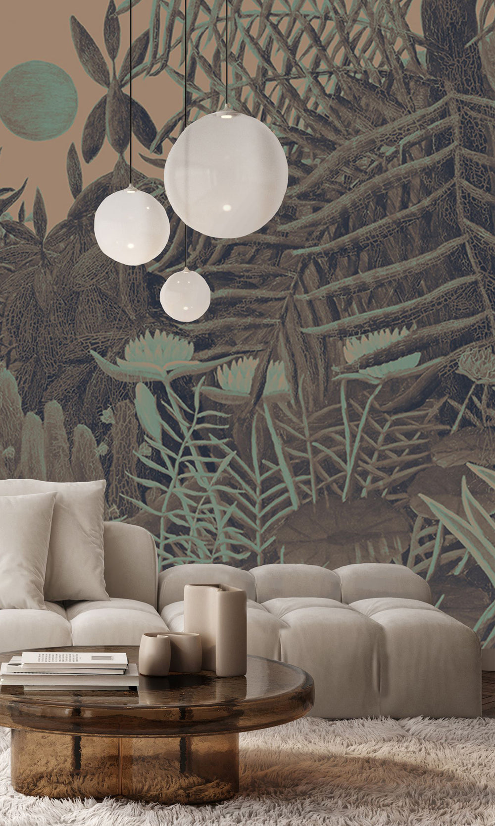 Ochre Lime Blossoming Desert Sunset Mural Wallpaper M2547