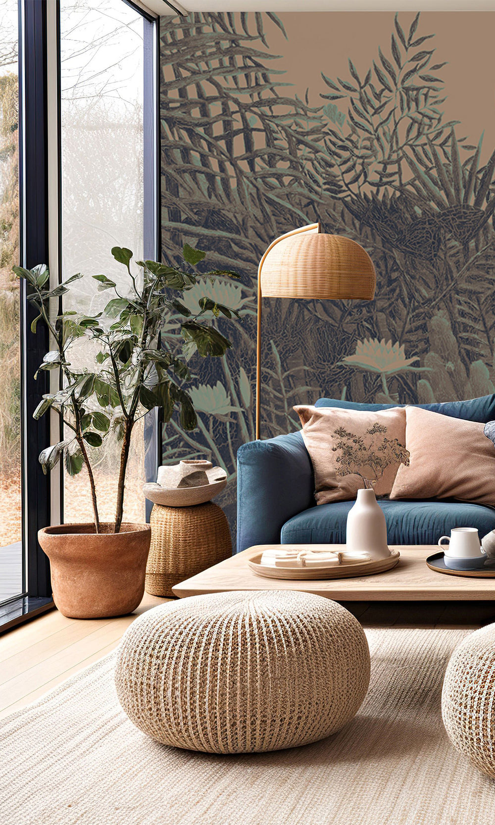 Ochre Lime Blossoming Desert Sunset Mural Wallpaper M2547