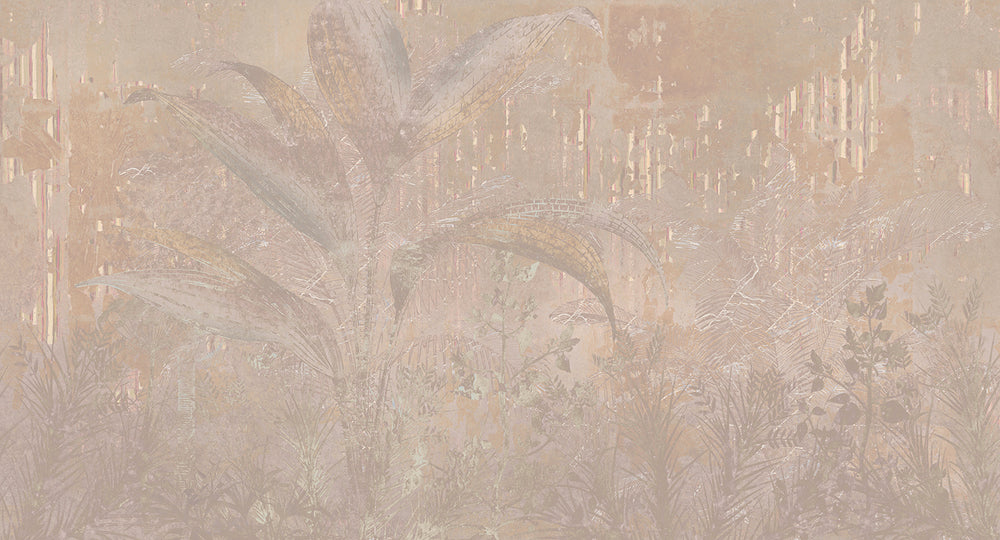 Beige Gold Botanical Escape Wall Mural M2549