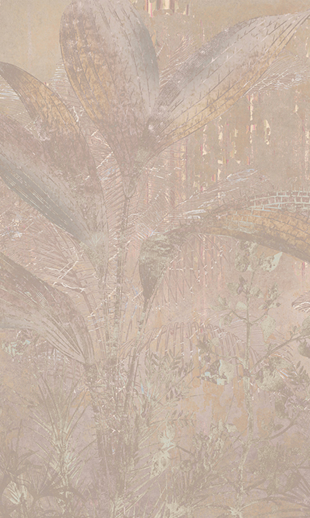 Beige Gold Botanical Escape Wall Mural M2549
