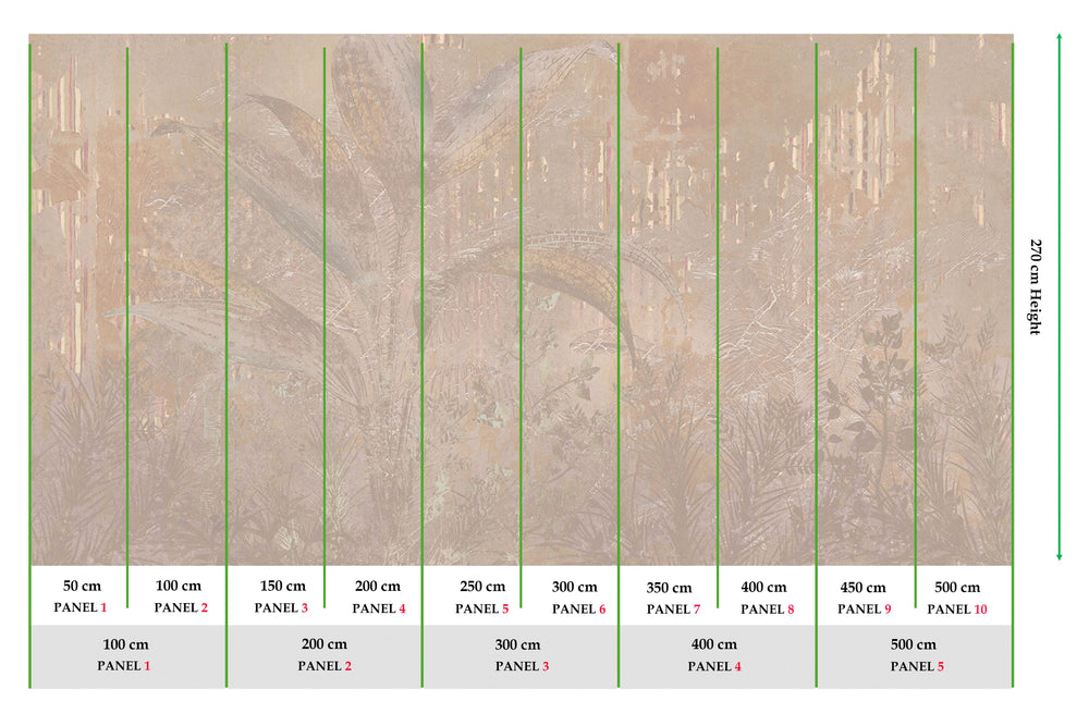 Beige Gold Botanical Escape Wall Mural M2549