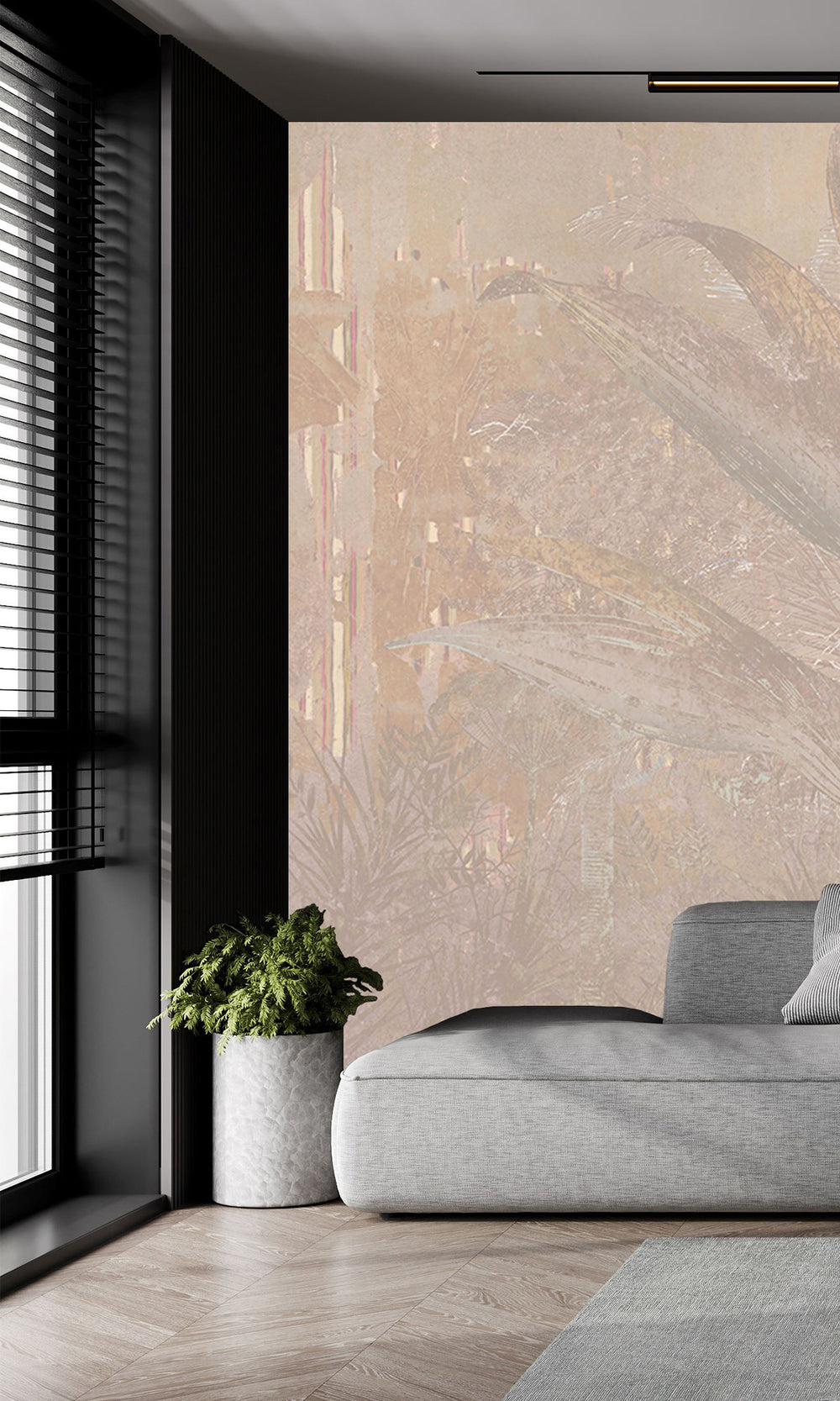 Beige Gold Botanical Escape Wall Mural M2549