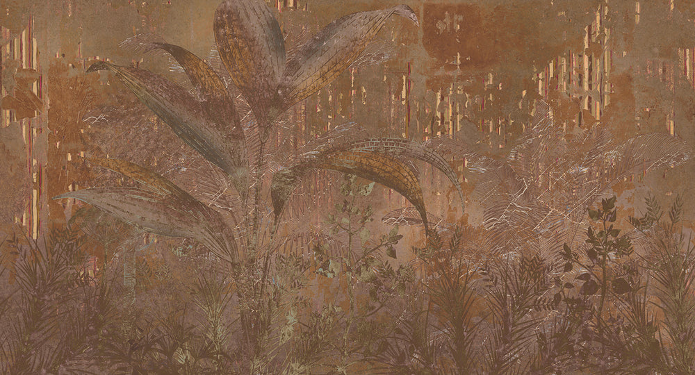 Caramel Gold Botanical Escape Wall Mural M2550