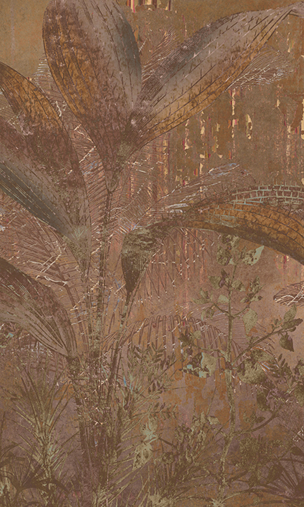 Caramel Gold Botanical Escape Wall Mural M2550