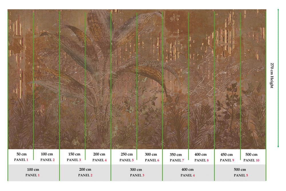 Caramel Gold Botanical Escape Wall Mural M2550