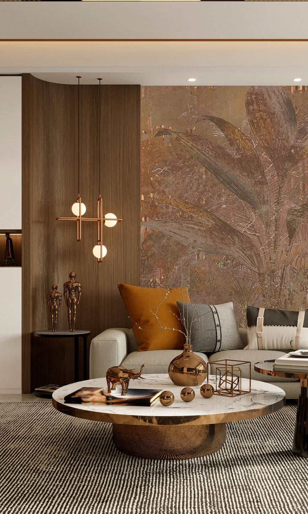 Caramel Gold Botanical Escape Wall Mural M2550