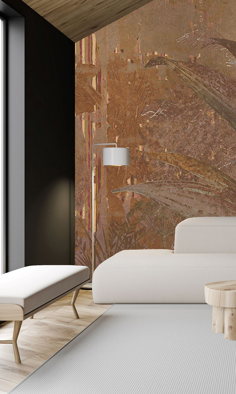 Caramel Gold Botanical Escape Wall Mural M2550