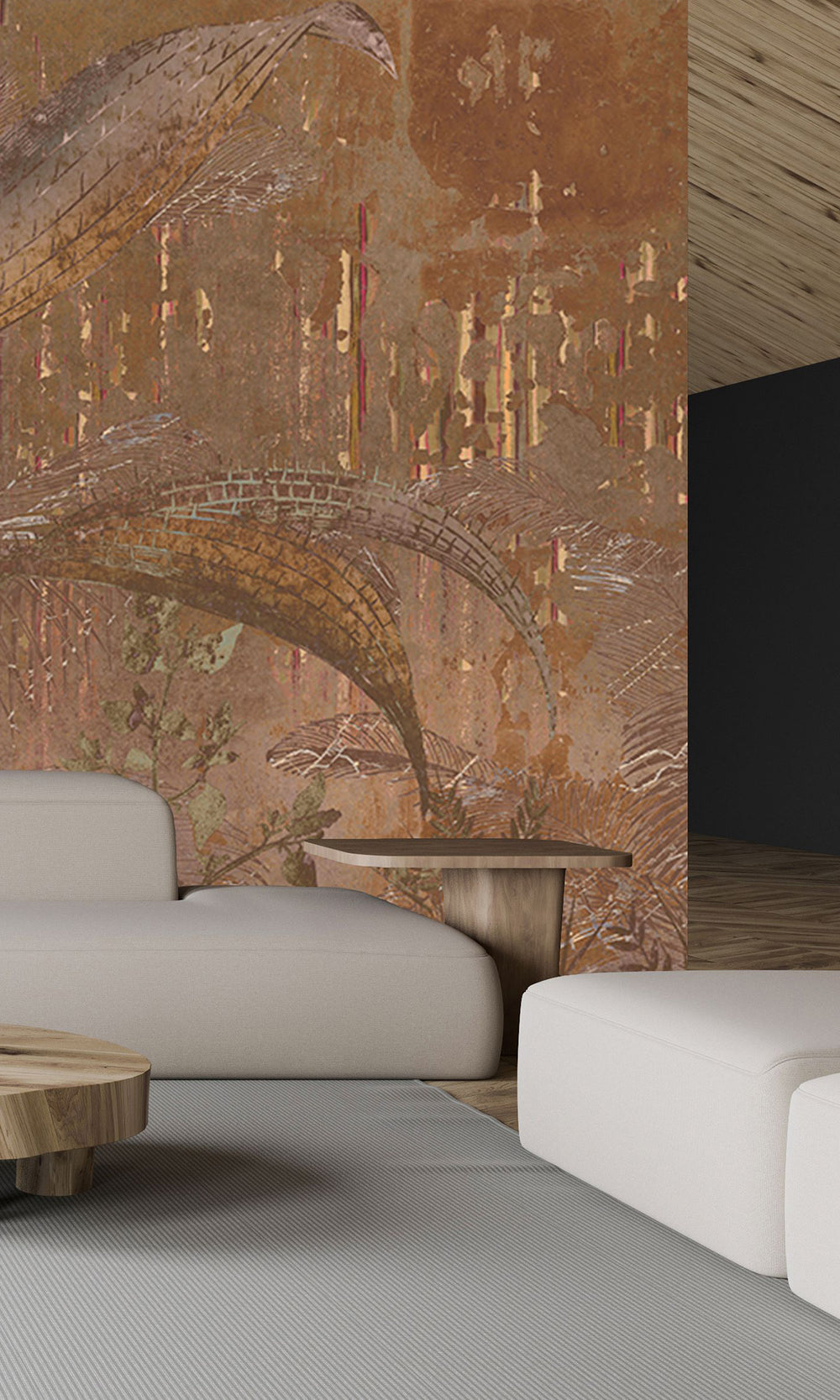 Caramel Gold Botanical Escape Wall Mural M2550