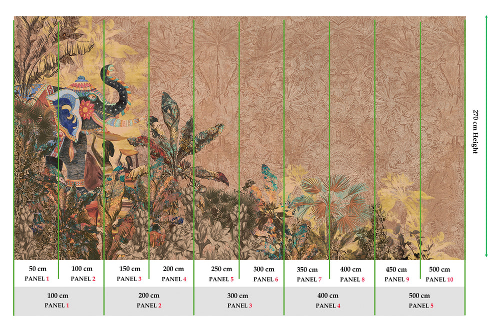 Copper Brown Enchanting Tropical Jungle Wall Mural M2552