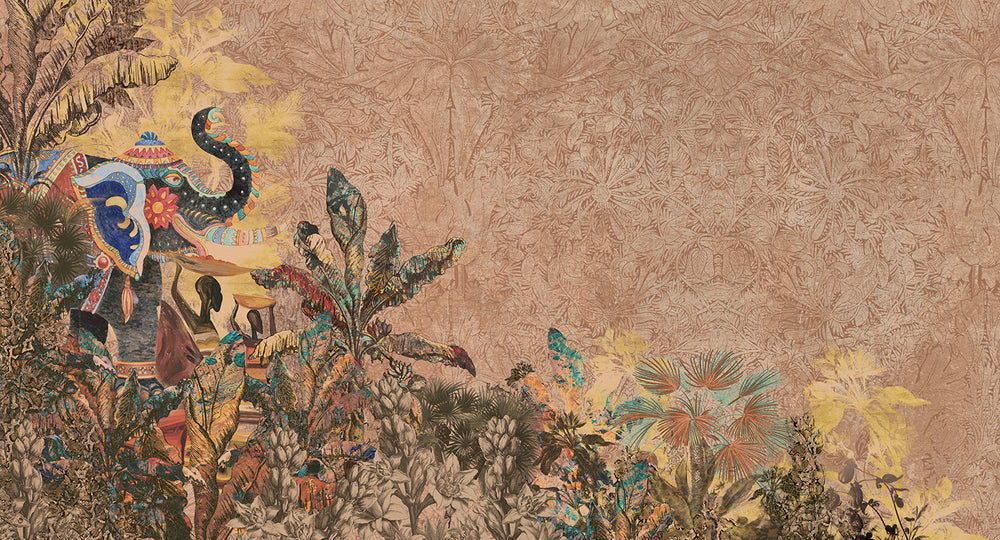 Copper Brown Enchanting Tropical Jungle Wall Mural M2552