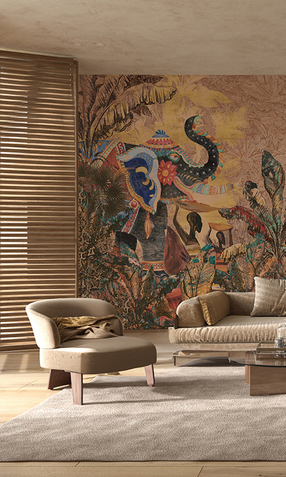 Copper Brown Enchanting Tropical Jungle Wall Mural M2552