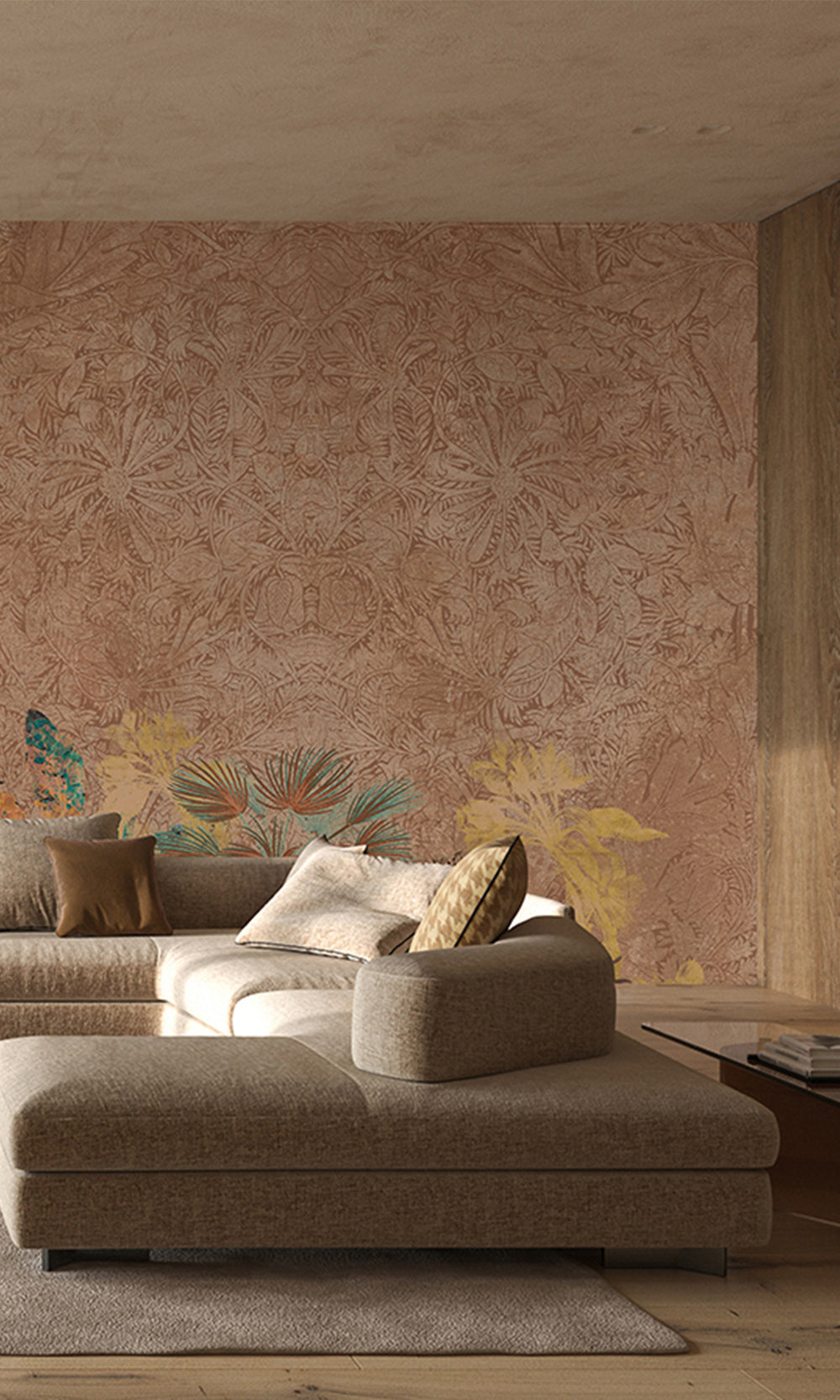 Copper Brown Enchanting Tropical Jungle Wall Mural M2552
