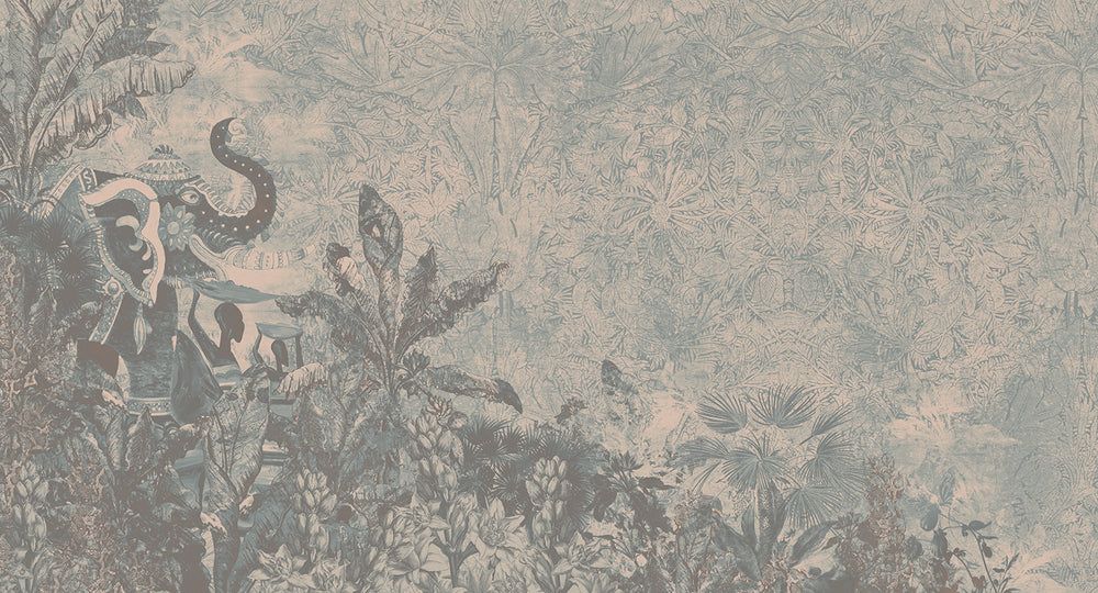 Ash Green Enchanting Tropical Jungle Wall Mural M2553