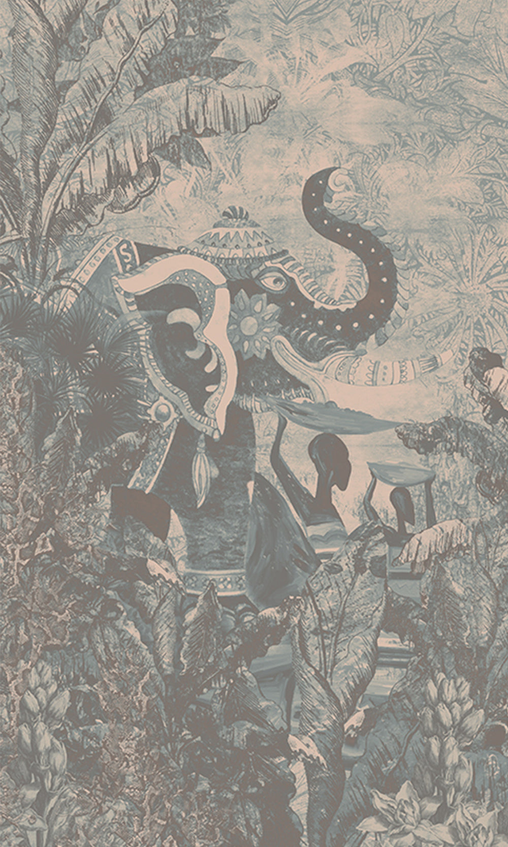 Ash Green Enchanting Tropical Jungle Wall Mural M2553