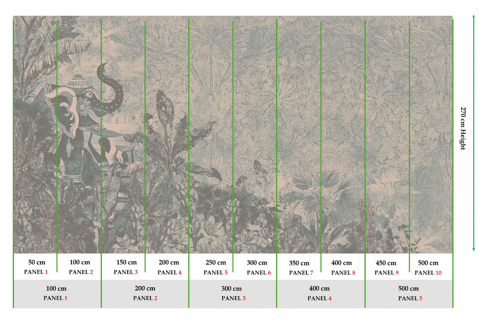 Ash Green Enchanting Tropical Jungle Wall Mural M2553
